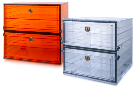 Desiccator cabinets for safe handling and storage.